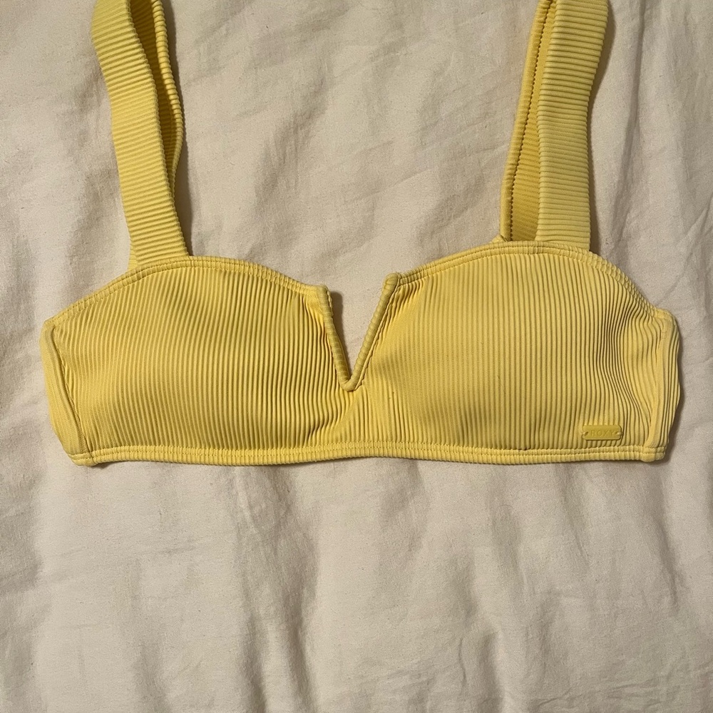 Roxy Yellow Ribbed Bikini Top